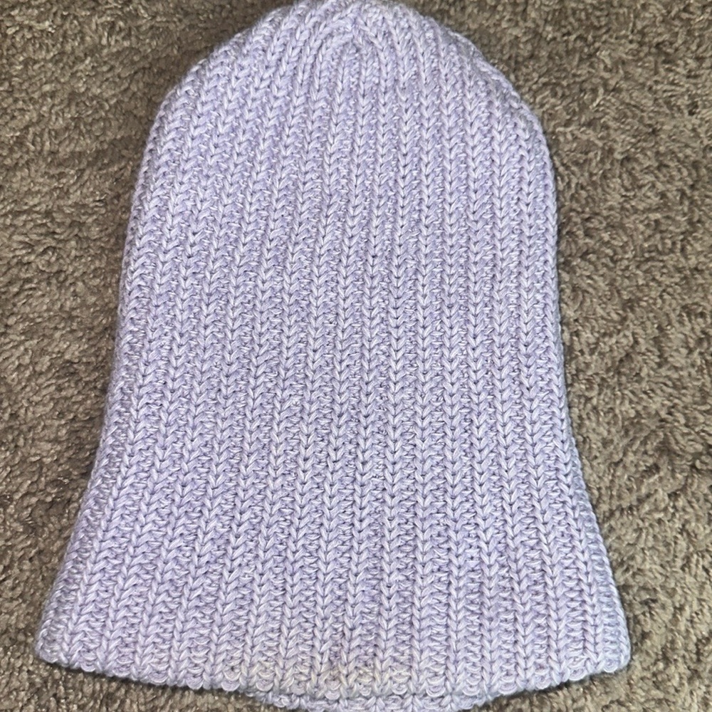 Love Your Melon Beanie – Light Purple Knit Winter Hat – Leather Patch – One Size - Picture 6 of 6